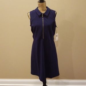 Ivanka Trump navy collars zipper feont eve dress